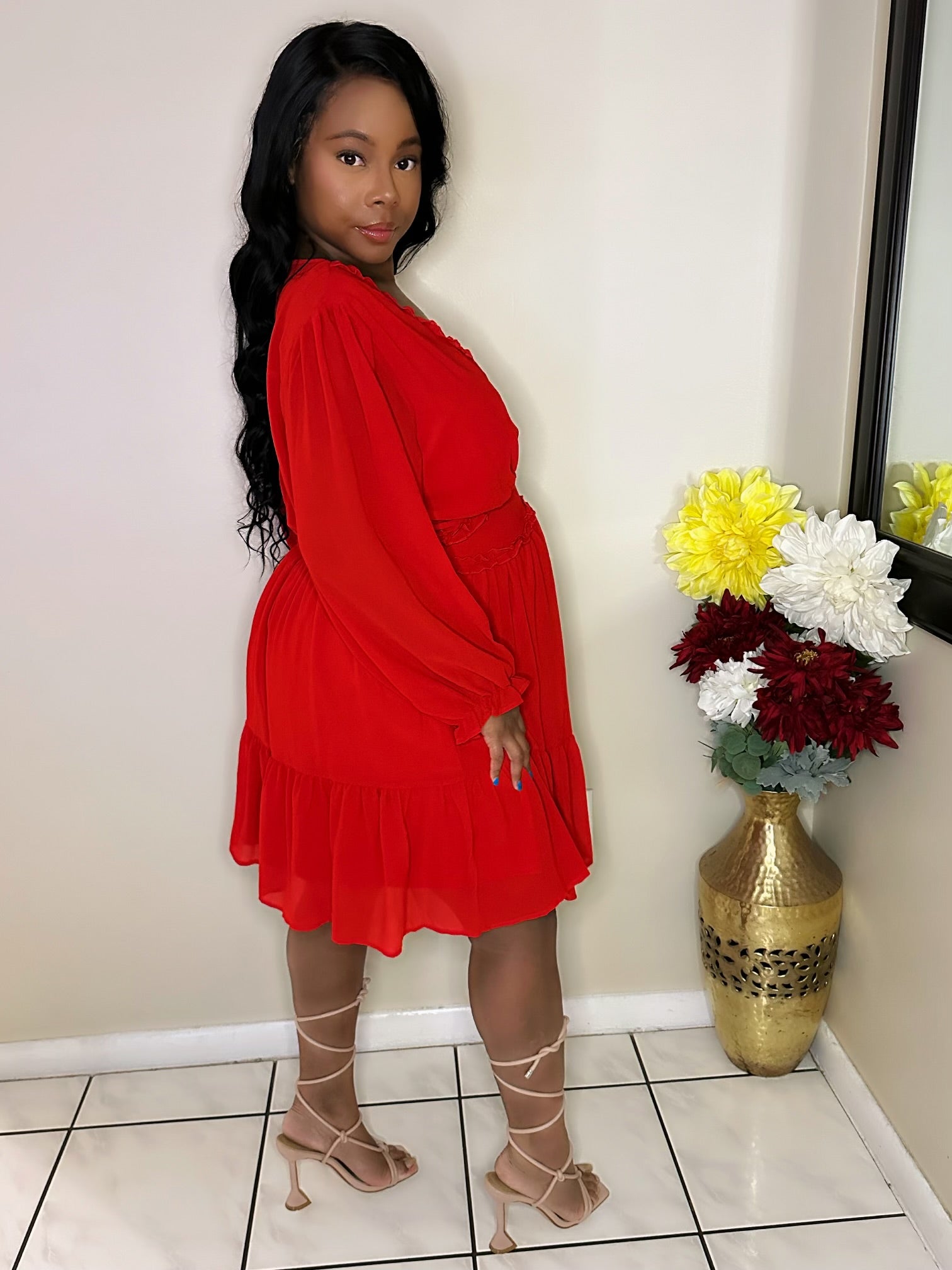 Women’s statement dress with regal urban-chic vibes