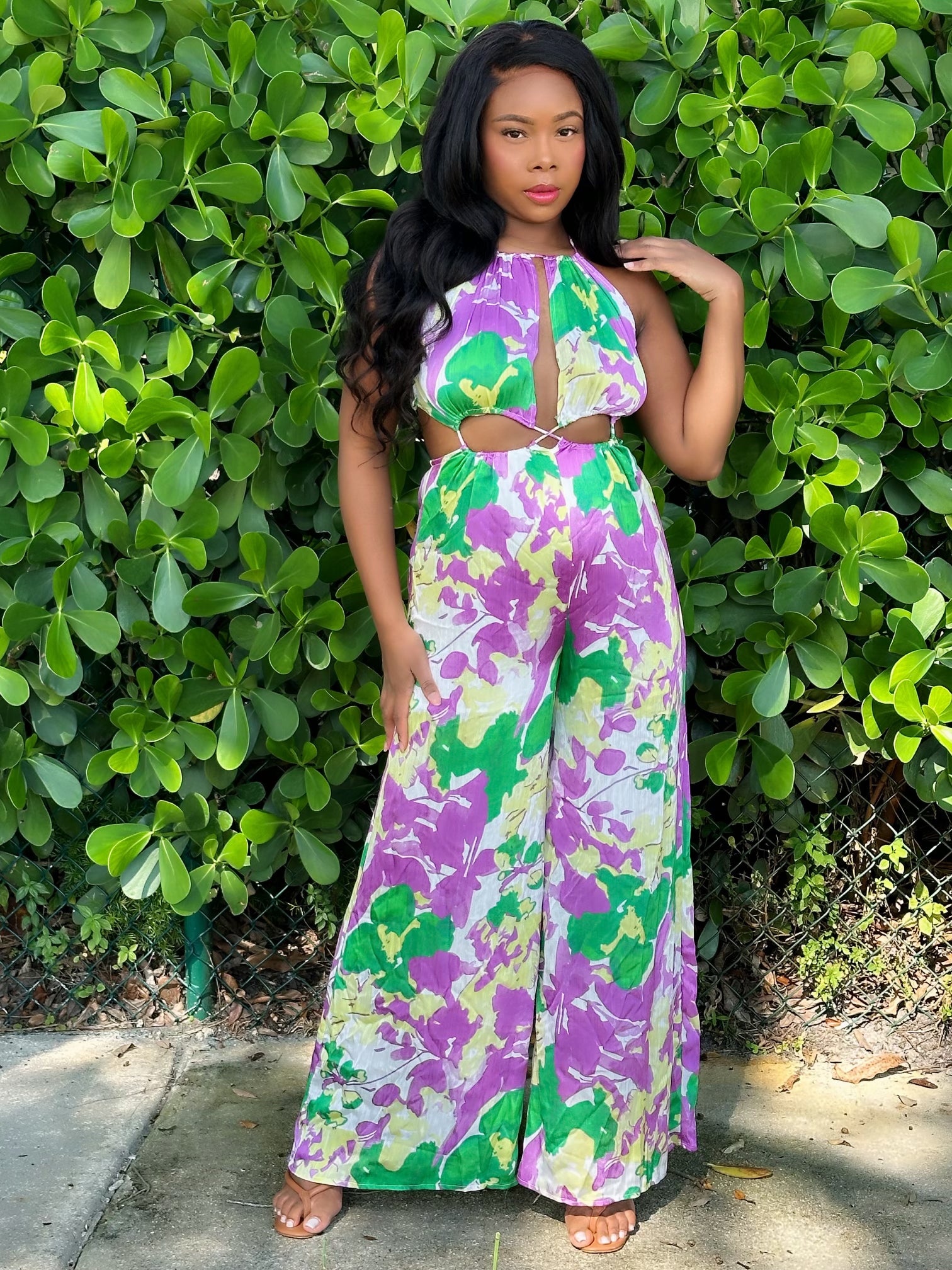 Vibrant lemon lime jumpsuit styled for streetwear fashion