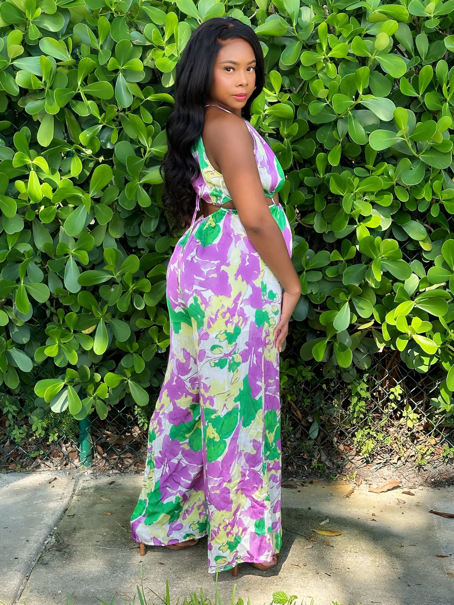 Summer party outfit – women’s lemon lime jumpsuit with bold style