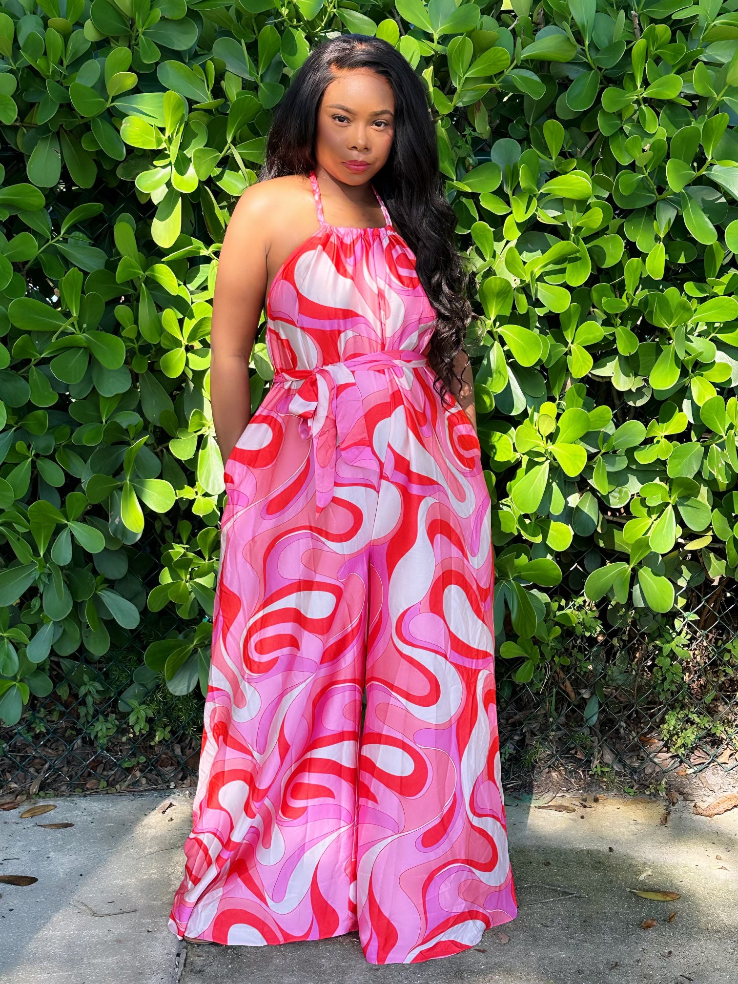 Women’s cherry swirl jumpsuit – street style one-piece outfit