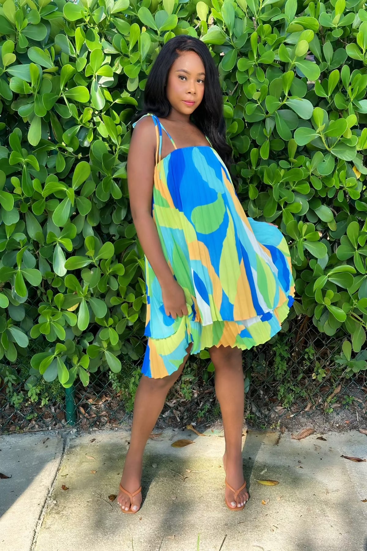 Women’s bold cami mini dress with urban street-style vibe