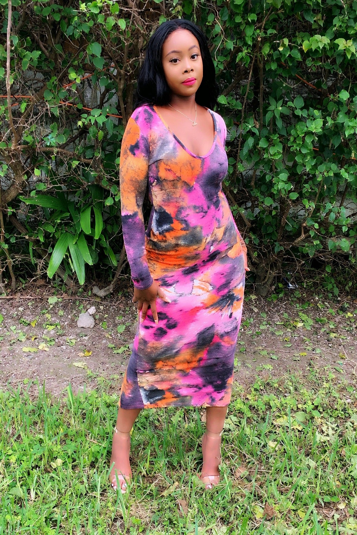 galaxy midi dress Galaxy Dress – Plus Size Bold Print Stretchy Midi