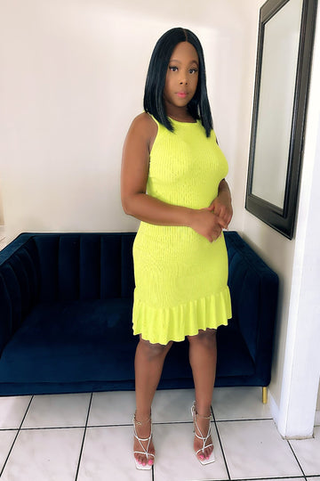 Trendy midi dress styled for urban street fashion