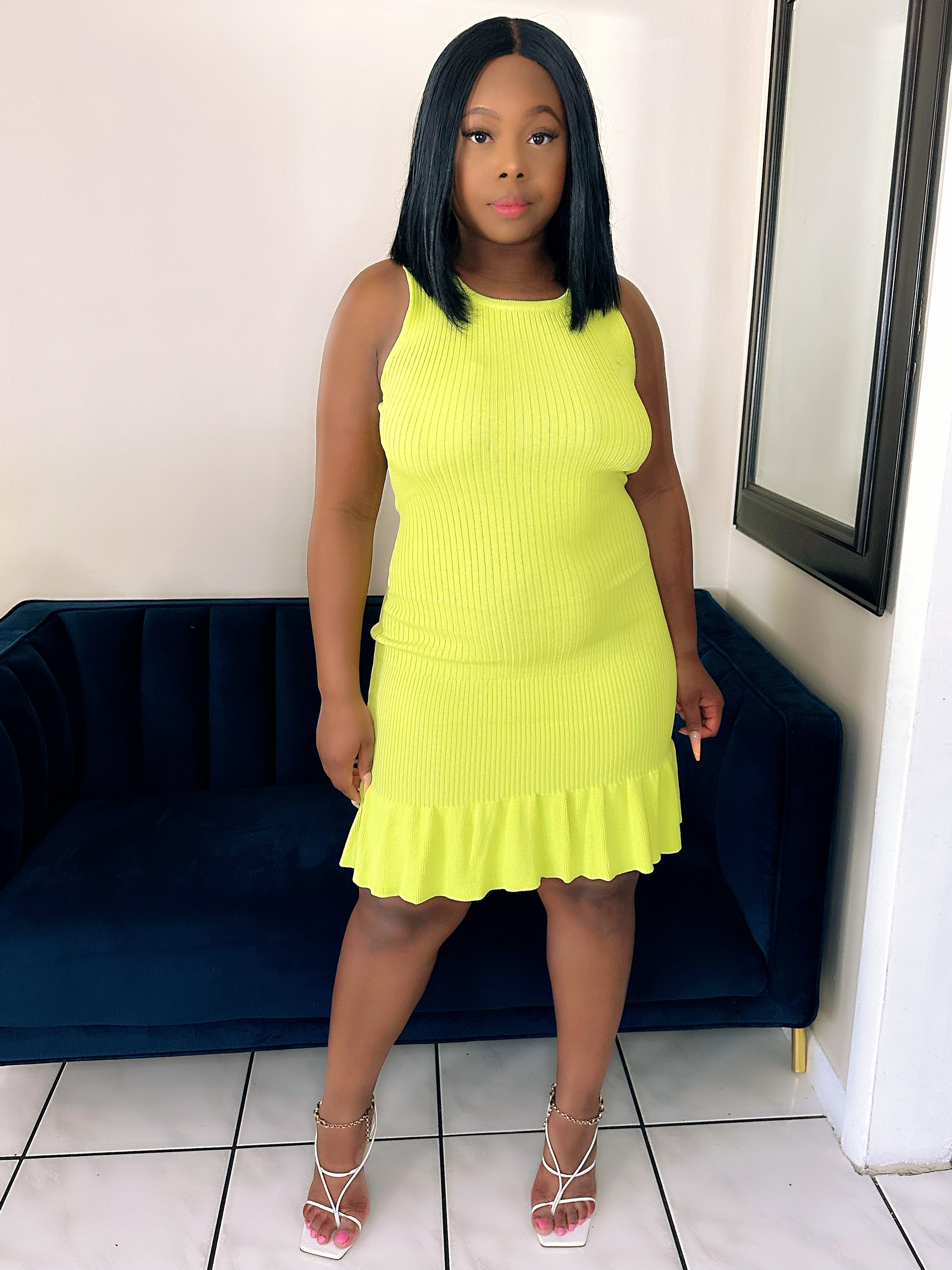 Figure-flattering midi dress with bold sassy street-style vibe