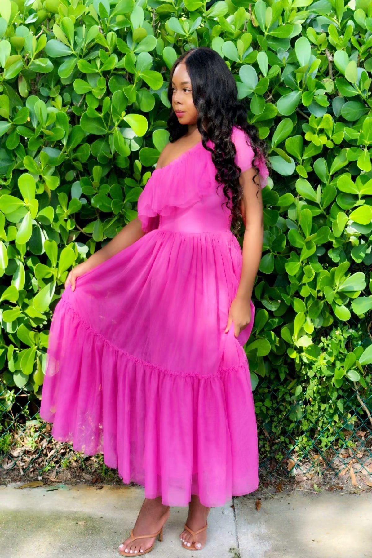 Flawless Dress – Hot Pink Midi Dress