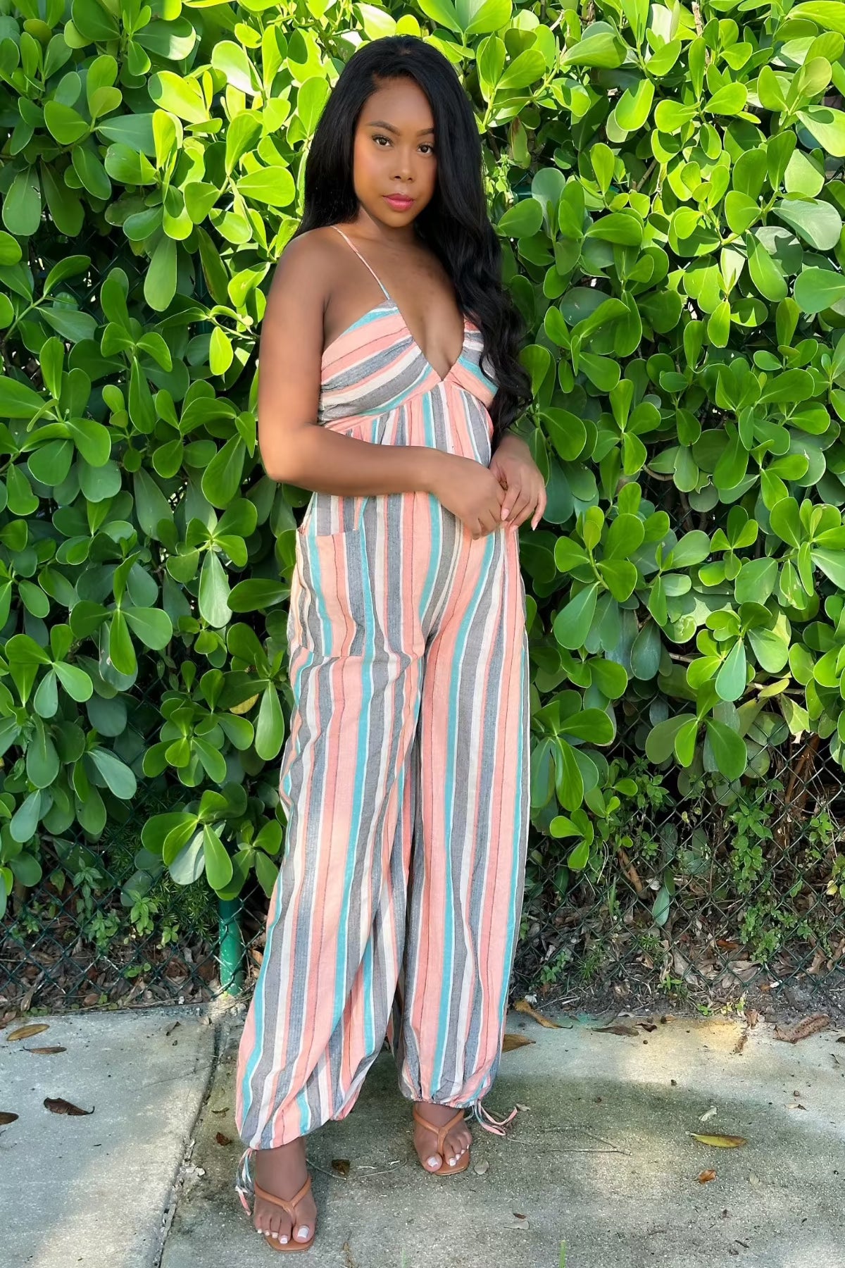 Trendy azul blue jumpsuit styled for women’s street fashion