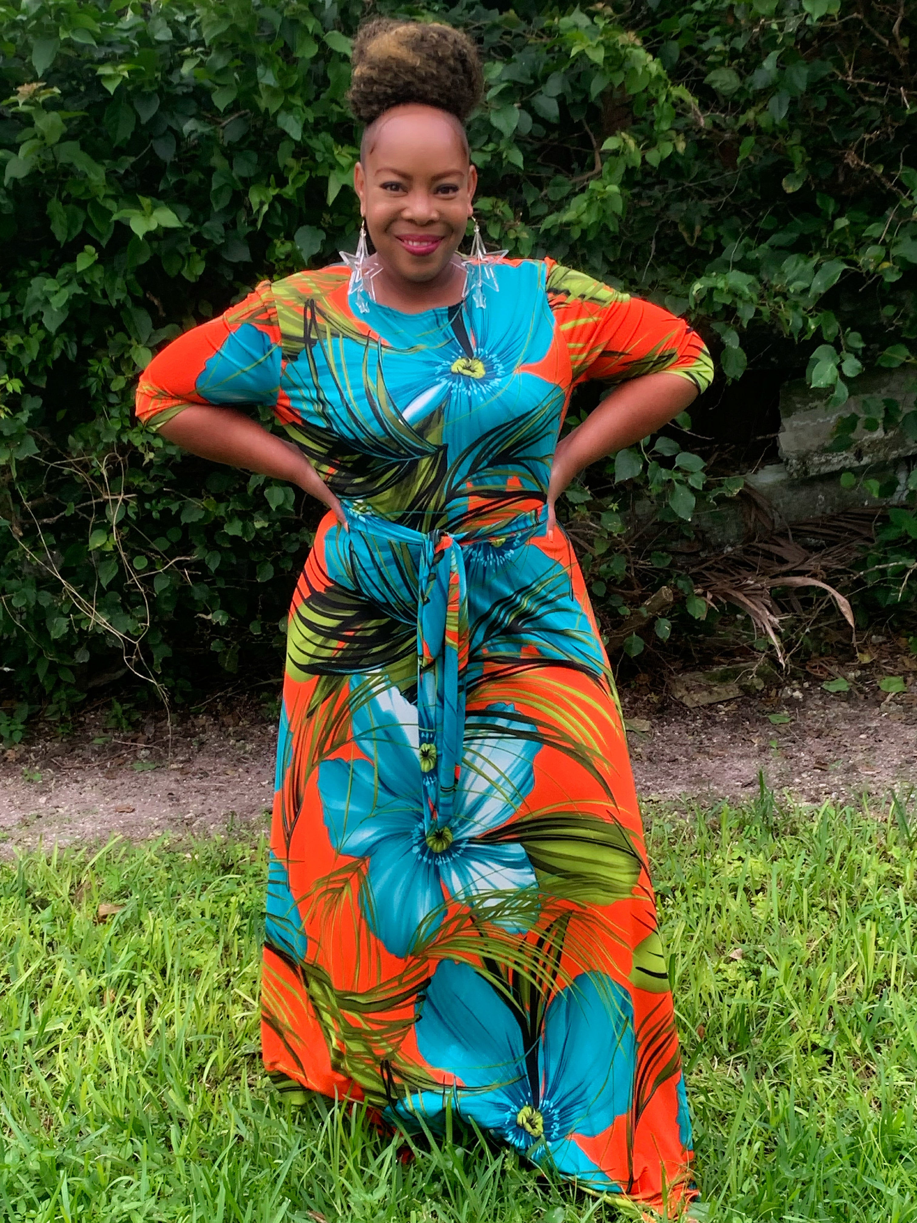 Hawaii Maxi Dress – Plus Size Tropical Belted Maxi
