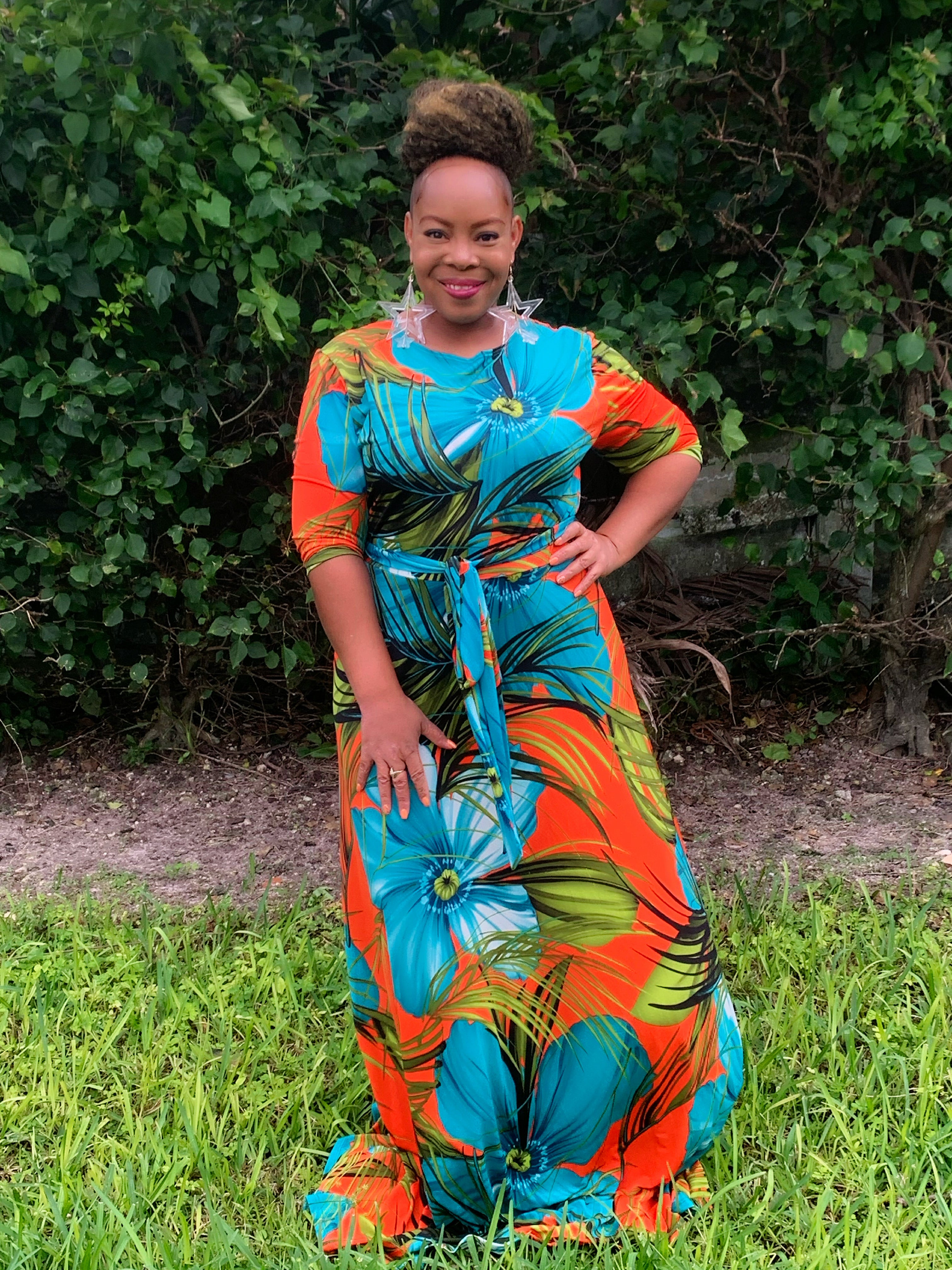 Hawaii Maxi Dress – Plus Size Tropical Belted Maxi