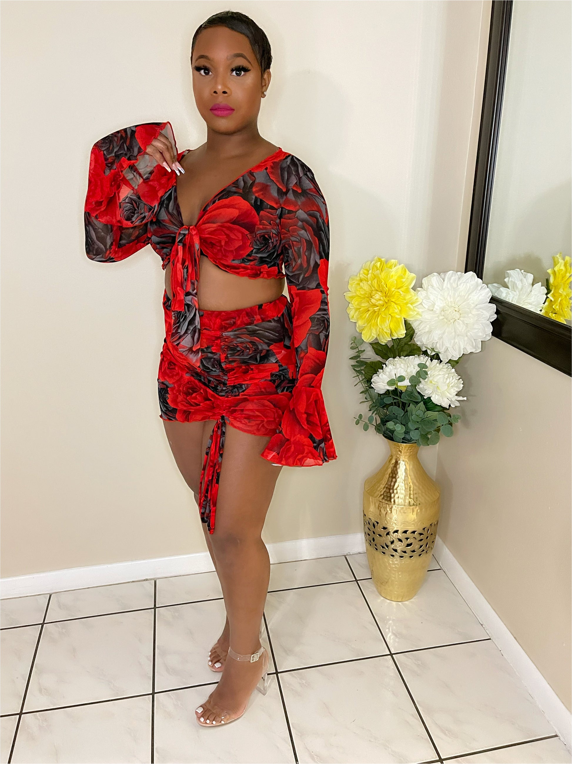 drawstring skirt set