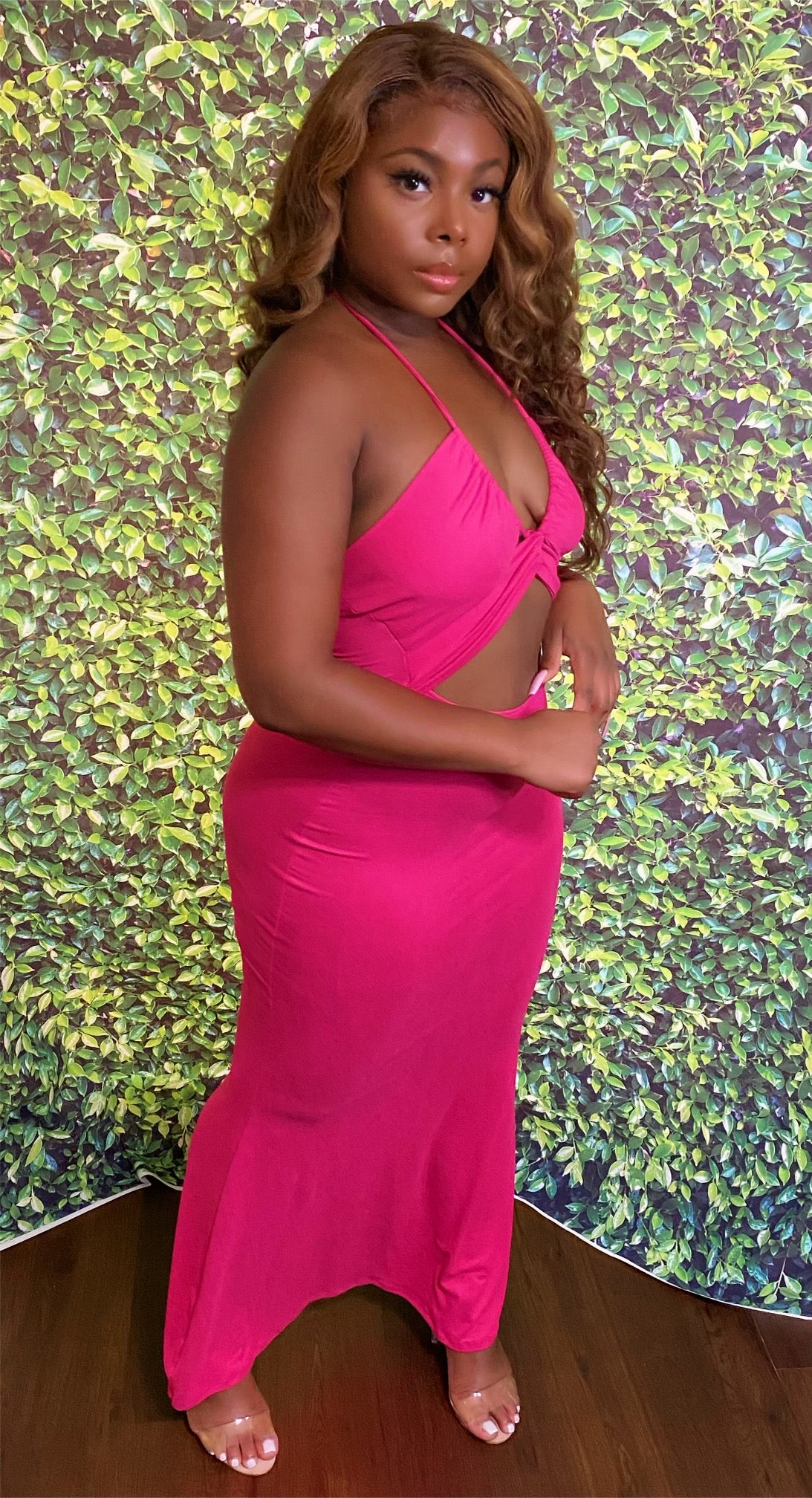 Pinkberry Maxi Dress – Bold Cutout Stretch Maxi Dress