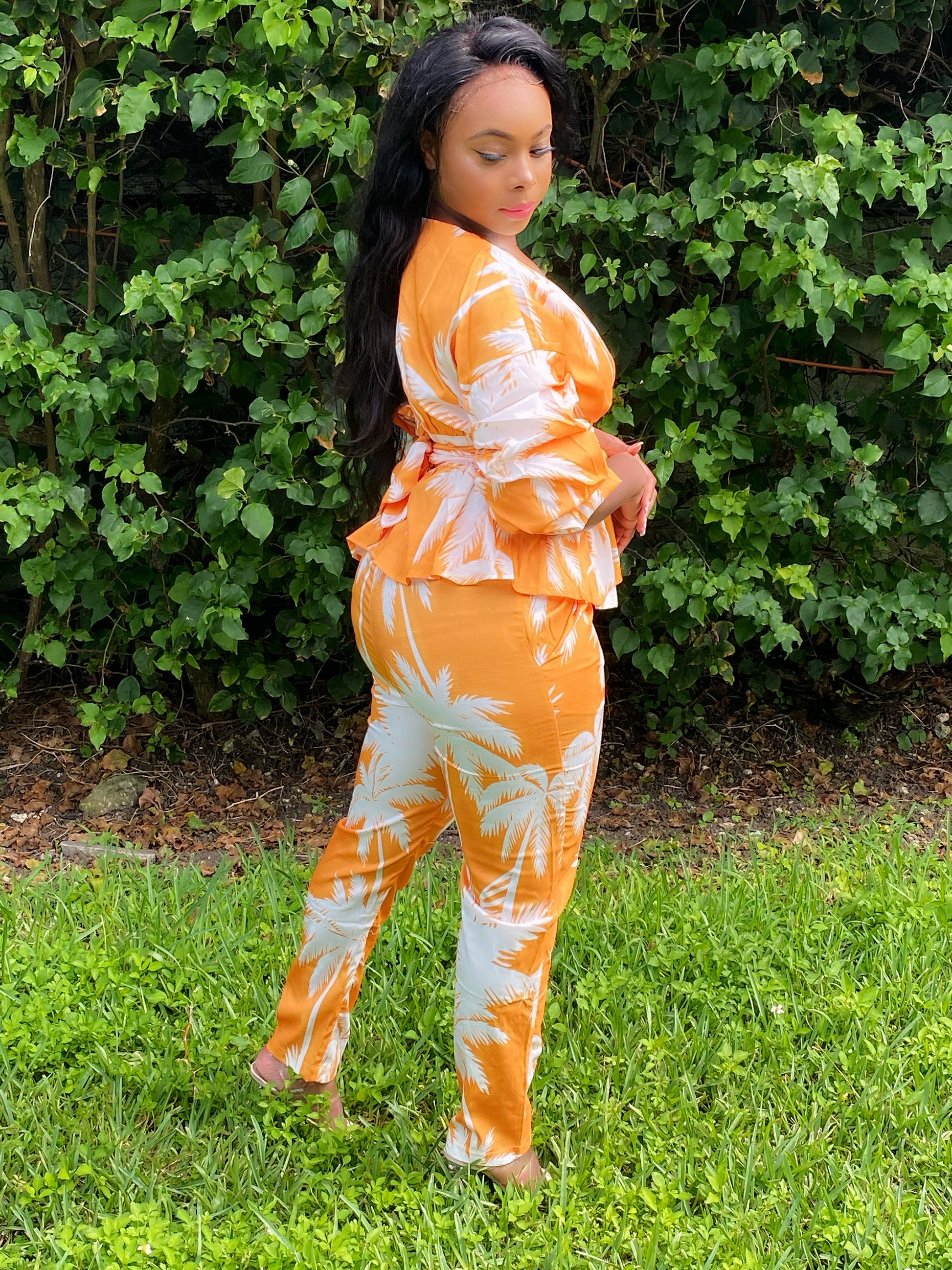 Palm Leaf Pant Set