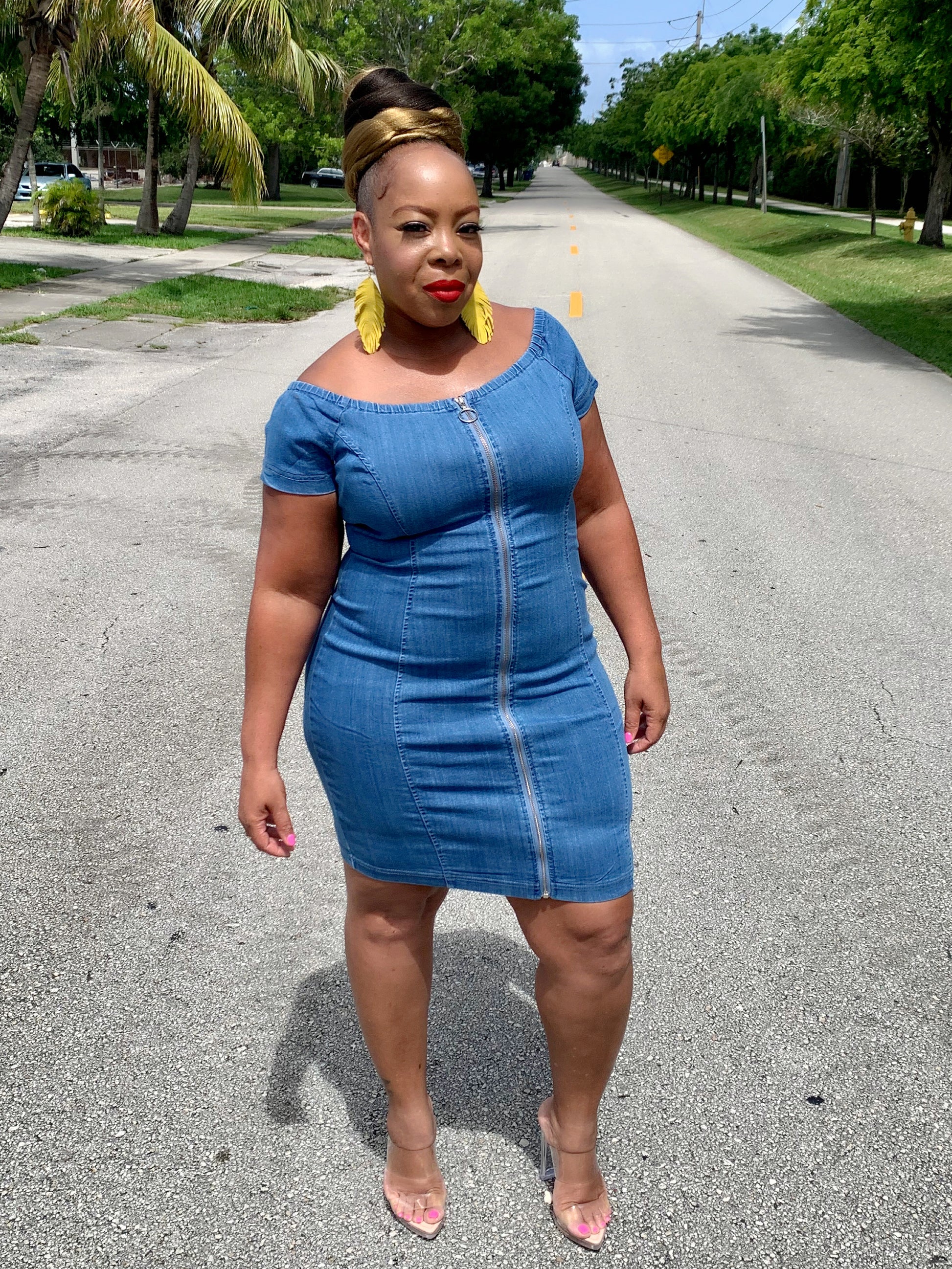 Camron Denim Dress Plus Size Off-Shoulder Stretch Dress | Boutique Sales Chic Camron Denim Dress Plus Size Off-Shoulder Stretch Dress | Boutique Sales Chic