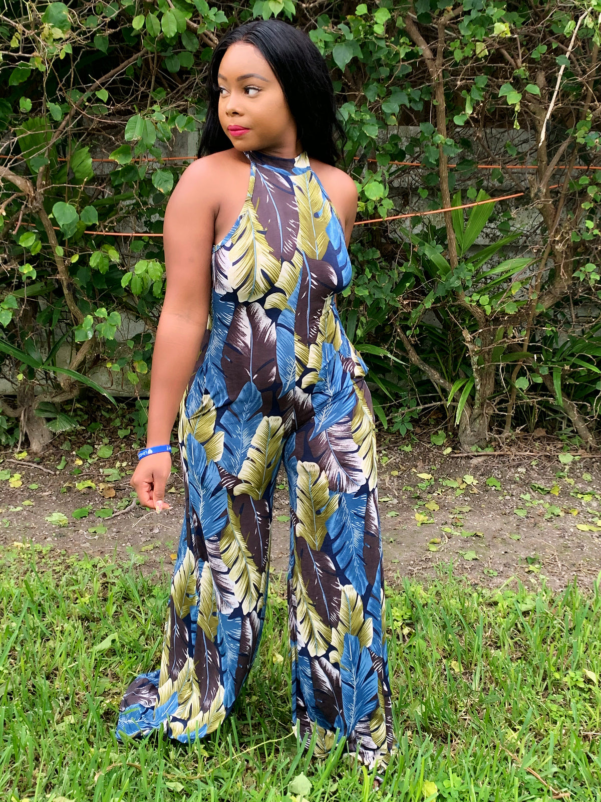 Leaf Print Jumpsuit