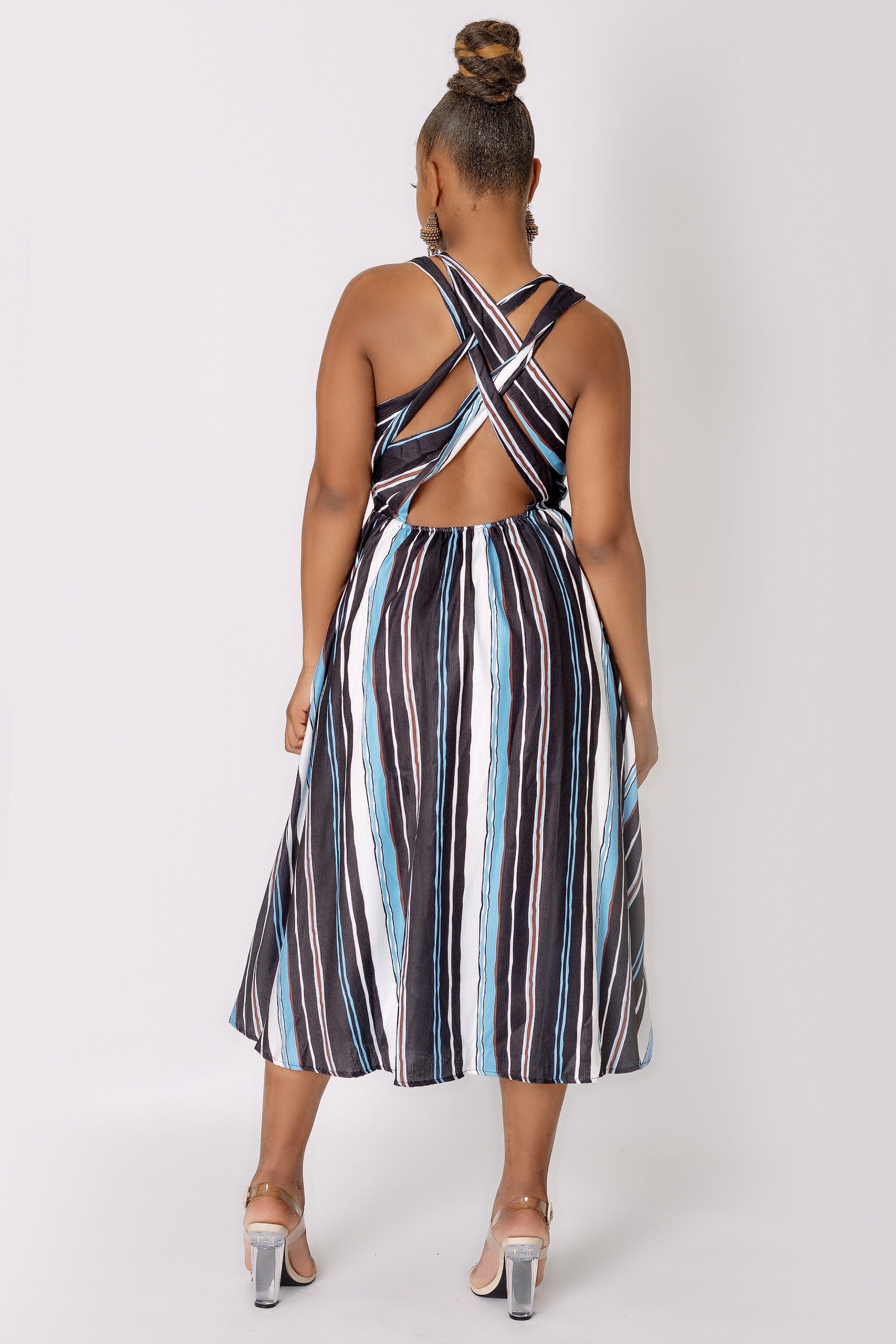 Lady Like Stripe Midi Dress