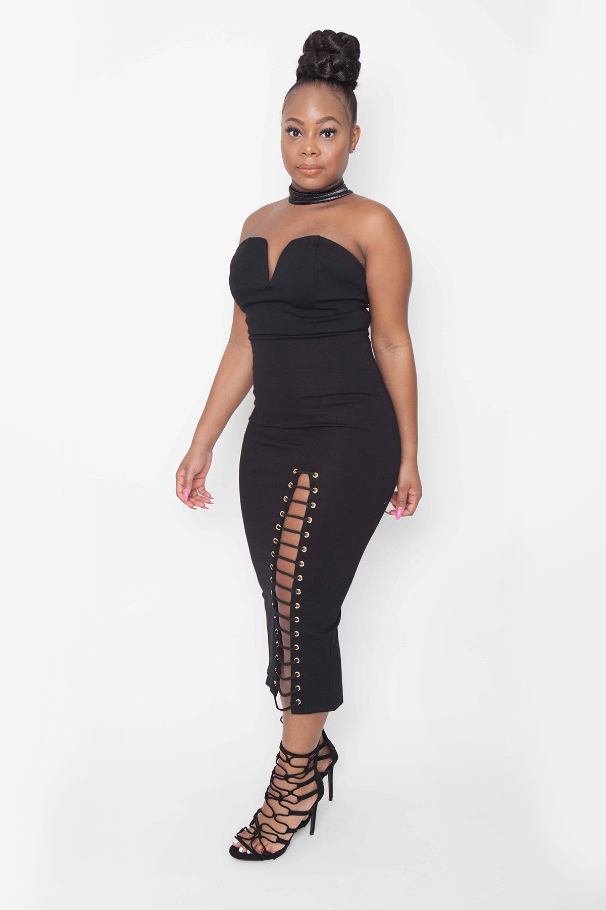 Heartbreaker Strapless Lace Up Dress